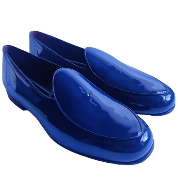 MICHAEL ANDREWS Men’s Blue Patent Belgian Slipper Loafers Sz 11 Shoes Old Money - Picture 3 of 13